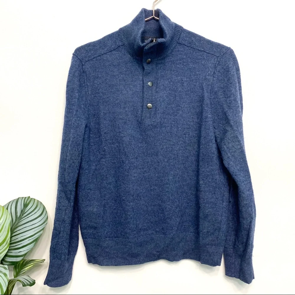 banana republic | navy merino wool ¼ zip pullover l